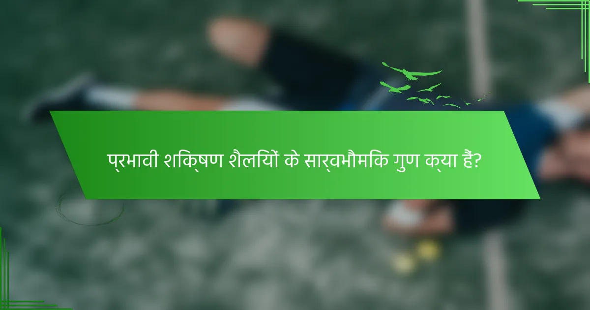 प्रभावी शिक्षण शैलियों के सार्वभौमिक गुण क्या हैं?