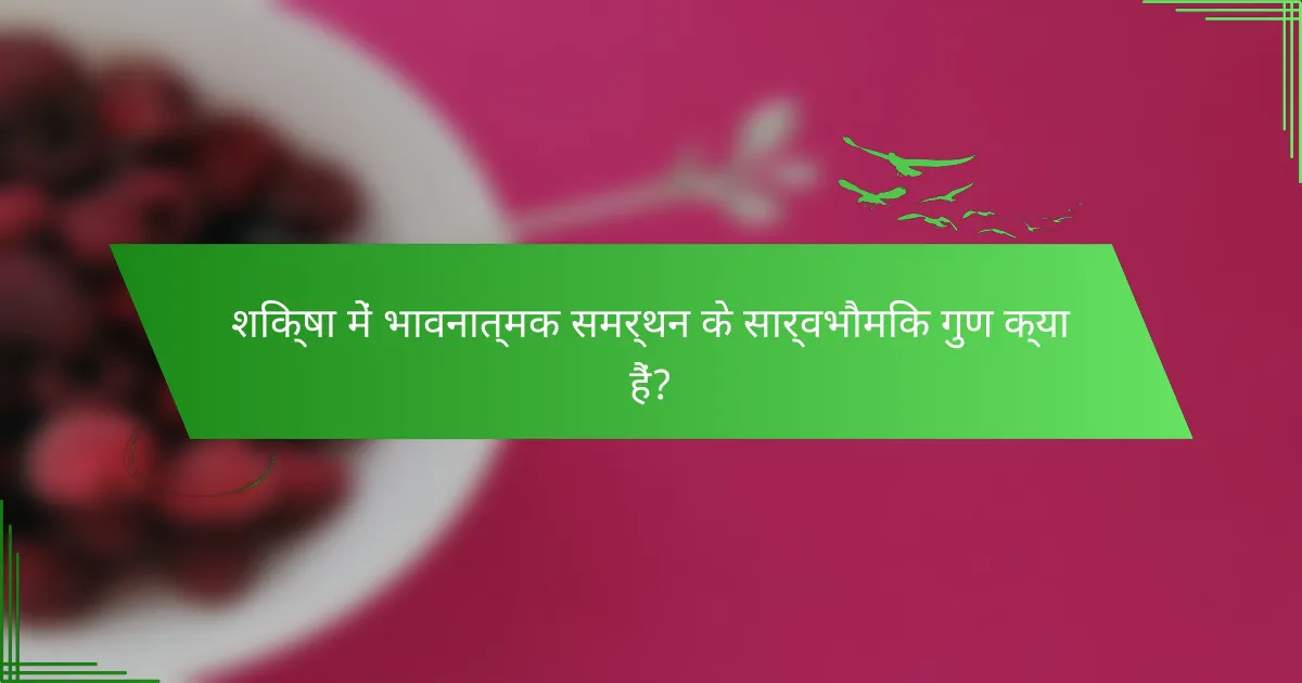 शिक्षा में भावनात्मक समर्थन के सार्वभौमिक गुण क्या हैं?