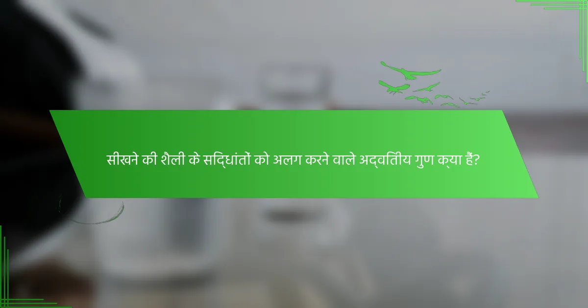 सीखने की शैली के सिद्धांतों को अलग करने वाले अद्वितीय गुण क्या हैं?